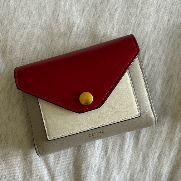 Authentic Celine Trifold Wallet Red/Grey/White Excellent Condition - Picture 2 of 5